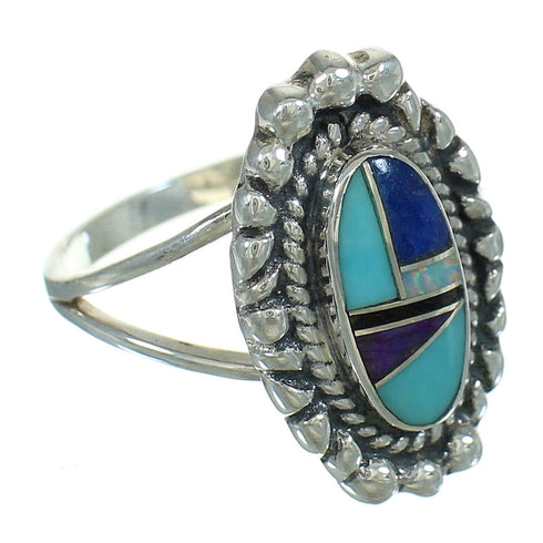 Genuine Sterling Silver Southwestern Multicolor Ring Size 5-1/2 YX84342