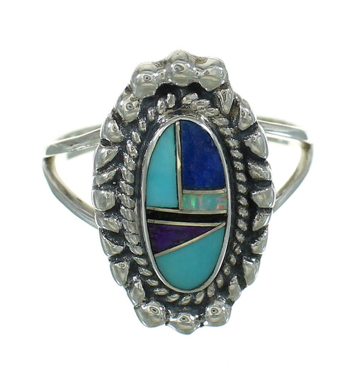 Authentic Sterling Silver Southwestern Multicolor Ring Size 6-3/4 YX84345