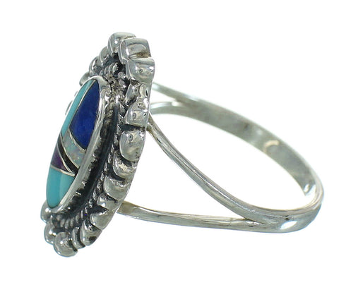 Genuine Sterling Silver Southwestern Multicolor Ring Size 5-1/2 YX84342