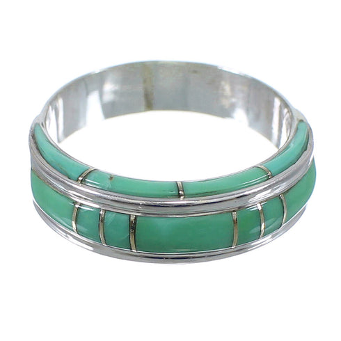 Turquoise Inlay Authentic Sterling Silver Southwest Ring Size 5 AX86645