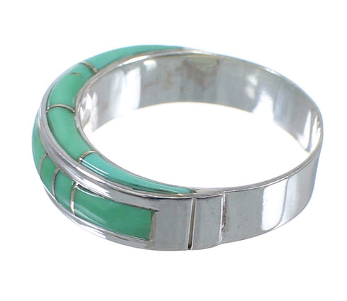 Turquoise Inlay Authentic Sterling Silver Southwest Ring Size 5 AX86645
