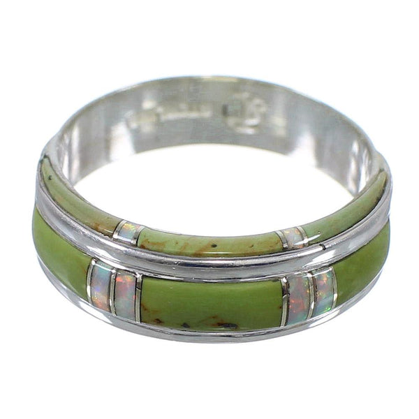 Southwest Turquoise And Opal Sterling Silver Ring Size 4-3/4 AX86890