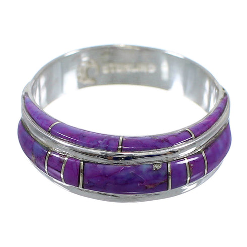 Southwest Sterling Silver Magenta Turquoise Inlay Ring Size 6-1/4 AX87122