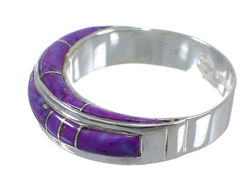 Southwest Sterling Silver Magenta Turquoise Inlay Ring Size 6-1/4 AX87122