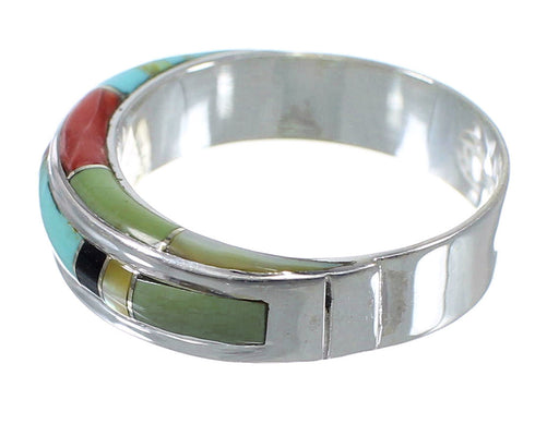 Multicolor Inlay Authentic Sterling Silver Southwest Ring Size 6-1/4 AX87171