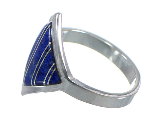Sterling Silver Jewelry Lapis Inlay Ring Size 5-1/2 AX92423