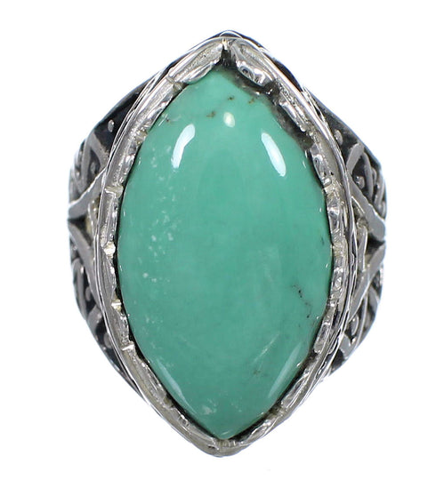 Southwestern Jewelry Authentic Sterling Silver Turquoise Ring Size 6-3/4 RX93063
