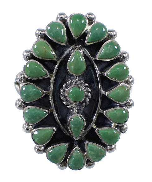Genuine Sterling Silver Turquoise Needlepoint Ring Size 8 FX93490