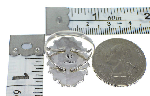 Genuine Sterling Silver Turquoise Needlepoint Ring Size 8 FX93490