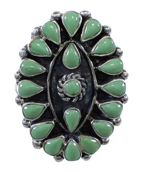 Authentic Sterling Silver Turquoise Needlepoint Ring Size 6-3/4 FX92793