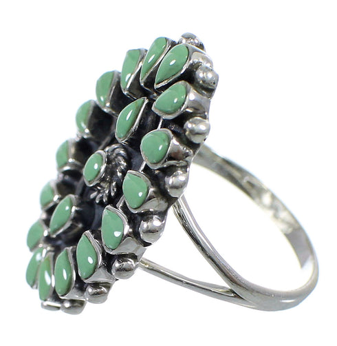 Authentic Sterling Silver Turquoise Needlepoint Ring Size 6-3/4 FX92793