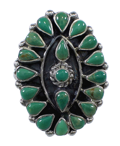 Turquoise Needlepoint Sterling Silver Ring Size 6-1/4 FX92798