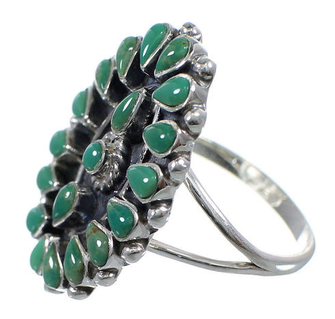 Turquoise Needlepoint Sterling Silver Ring Size 6-1/4 FX92798