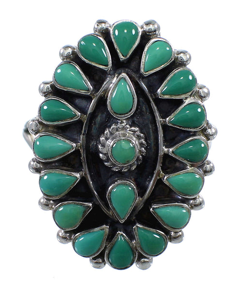 Genuine Sterling Silver Turquoise Needlepoint Ring Size 4-3/4 FX92803