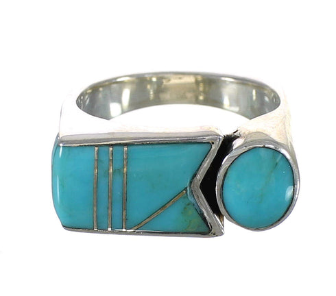 Turquoise Inlay Southwestern Jewelry Silver Ring Size 6 AX90632