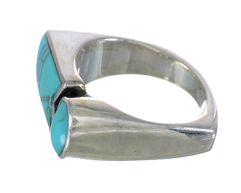 Turquoise Inlay Southwestern Jewelry Silver Ring Size 6 AX90632