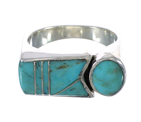 Turquoise Southwestern Genuine Sterling Silver Jewelry Ring Size 7-1/2 AX90801