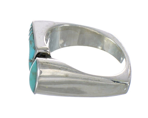 Turquoise Southwestern Genuine Sterling Silver Jewelry Ring Size 7-1/2 AX90801