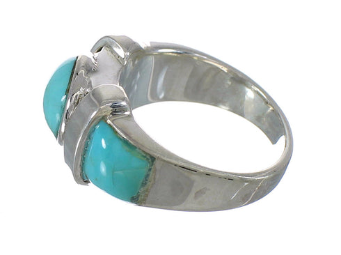 Turquoise Southwestern Silver Ring Size 7-1/2 AX90941