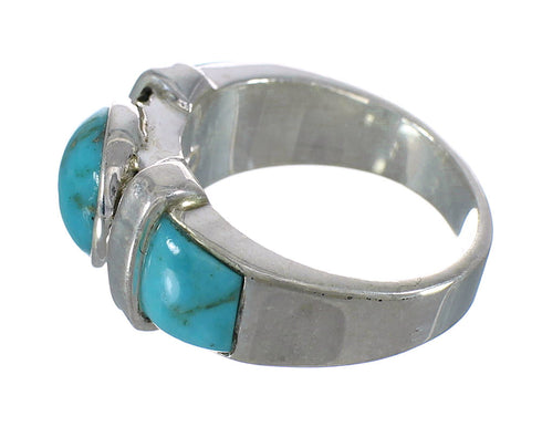 Sterling Silver Southwestern Turquoise Inlay Ring Size 8-1/4 AX90961