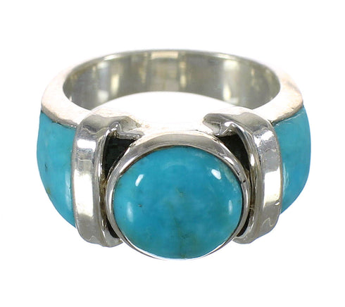 Authentic Sterling Silver Southwestern Turquoise Ring Size 6-1/2 AX90972