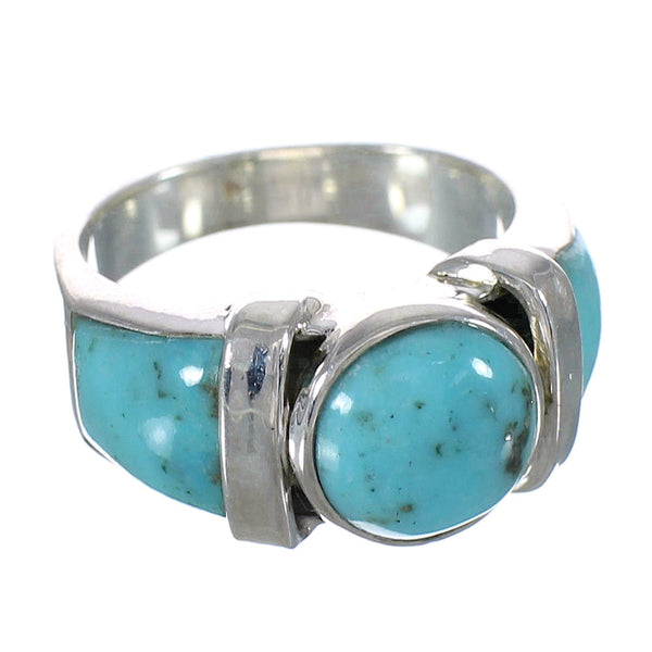 Silver Southwest Jewelry Turquoise Inlay Ring Size 4-1/2 AX90982