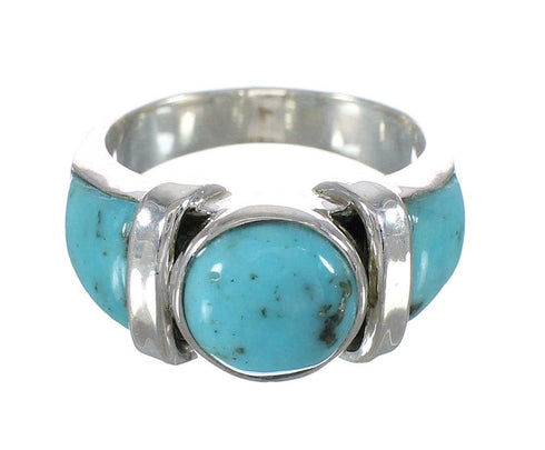 Authentic Sterling Silver Southwestern Jewelry Turquoise Inlay Ring Size 5-3/4 AX90975
