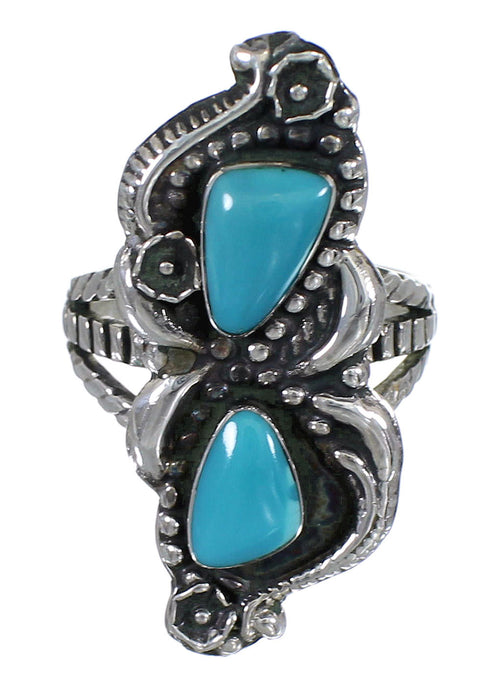 Genuine Sterling Silver Turquoise Southwest Ring Size 7-1/4 FX93358