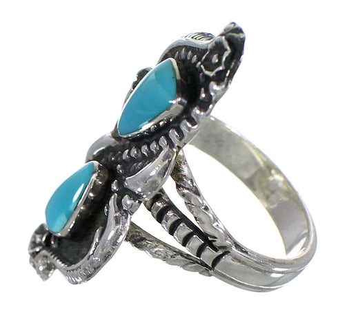 Genuine Sterling Silver Turquoise Southwest Ring Size 7-1/4 FX93358
