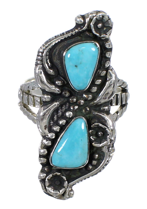 Genuine Sterling Silver Turquoise Jewelry Ring Size 7 FX93372