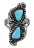 Genuine Sterling Silver Turquoise Jewelry Ring Size 7 FX93372