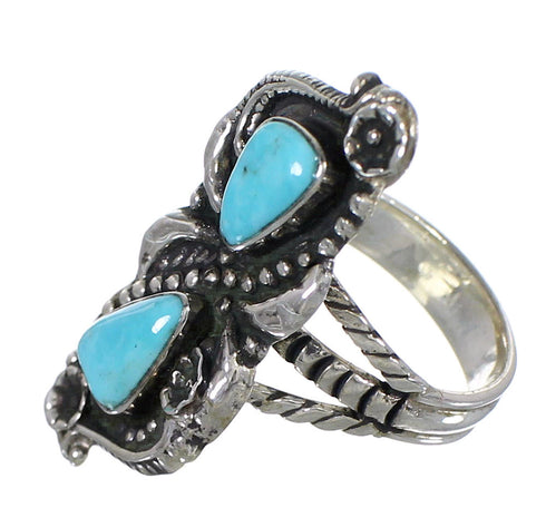 Genuine Sterling Silver Turquoise Jewelry Ring Size 7 FX93372