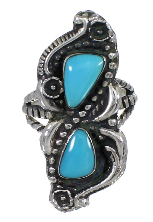Genuine Sterling Silver Turquoise Southwest Ring Size 6-1/2 FX93382