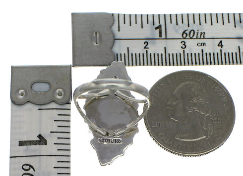 Southwestern Genuine Sterling Silver Turquoise Needlepoint Ring Size 5-1/2 YX93154