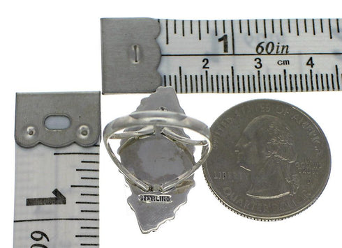 Southwest Turquoise Needlepoint And Sterling Silver Ring Size 8-3/4 YX93177