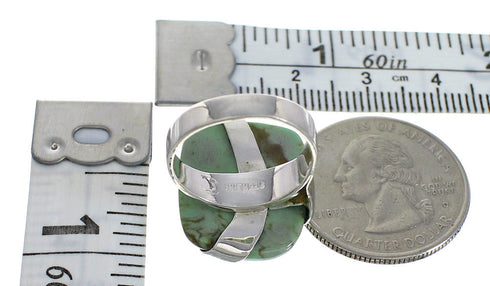 Genuine Sterling Silver Turquoise Jewelry Ring Size 7-1/4 RX88618