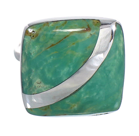 Southwest Turquoise Genuine Sterling Silver Ring Size 8-1/2 RX88723