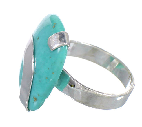 Genuine Sterling Silver Turquoise Jewelry Ring Size 7-1/2 RX88770