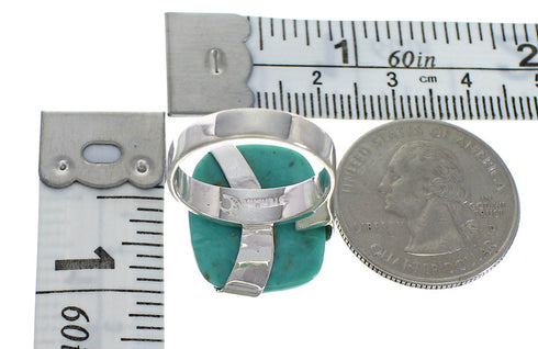 Sterling Silver Turquoise Southwest Jewelry Ring Size 7-3/4 RX88771