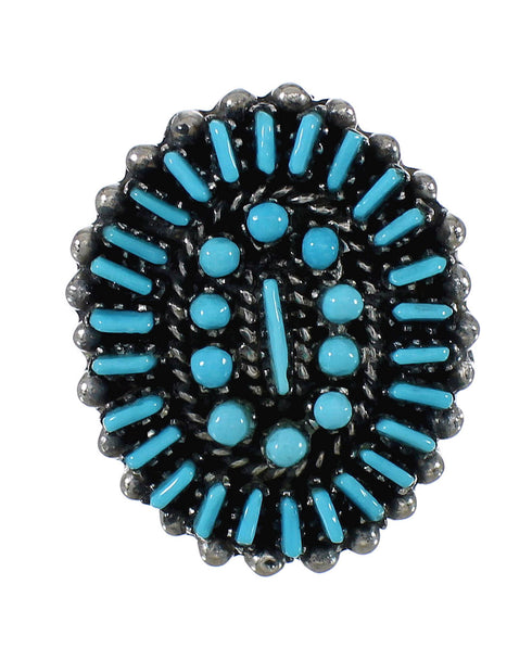 Southwest Sterling Silver Turquoise Needlepoint Ring Size 5-1/2 FX91402