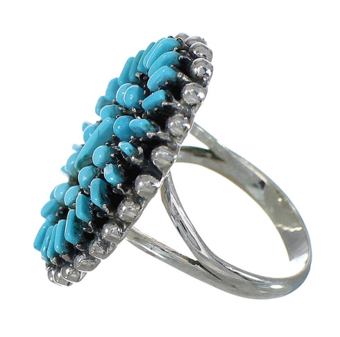 Sterling Silver Turquoise Needlepoint Ring Size 4-1/2 FX91400