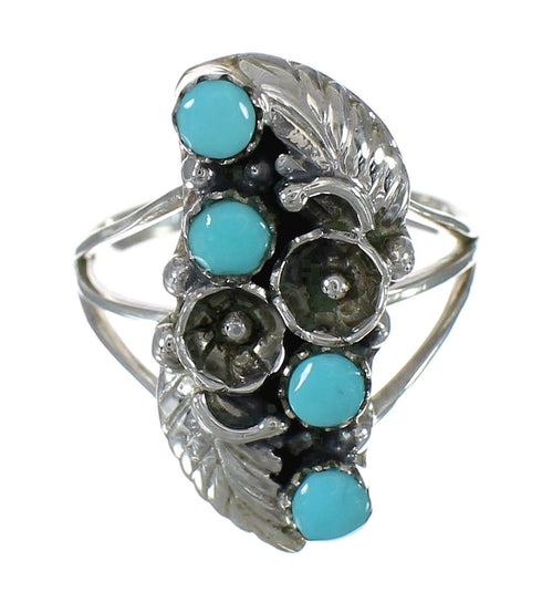Genuine Sterling Silver Turquoise Ring Size 6-3/4 FX90909
