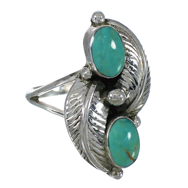 Genuine Sterling Silver Turquoise Jewelry Ring Size 6-3/4 FX91119