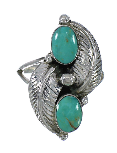 Genuine Sterling Silver Turquoise Jewelry Ring Size 6-3/4 FX91119