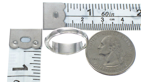 Southwestern Genuine Sterling Silver Turquoise Inlay Ring Size 5-1/4 AX93114