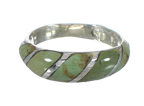 Turquoise Inlay Southwest Jewelry Genuine Sterling Silver Ring Size 6-1/4 AX93210