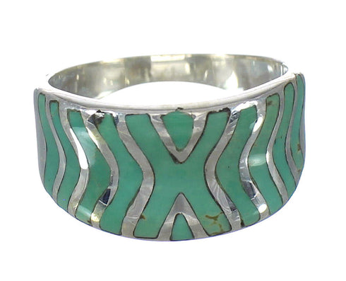 Turquoise Inlay Genuine Sterling Silver Ring Size 6-1/2 AX93071