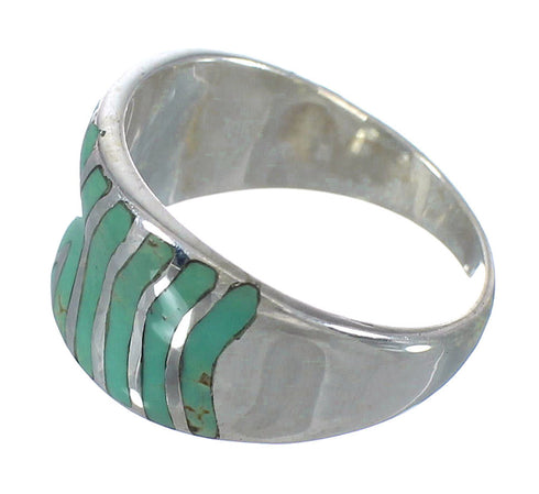 Turquoise Inlay Genuine Sterling Silver Ring Size 6-1/2 AX93071