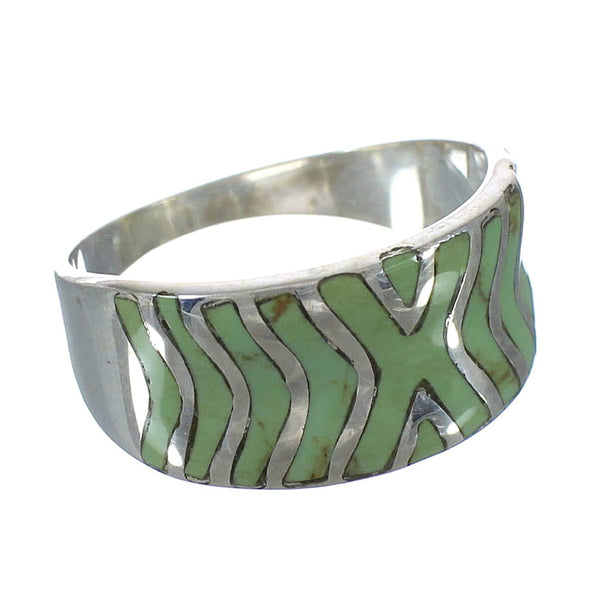 Turquoise Inlay Silver Southwestern Ring Size 5-3/4 AX93080
