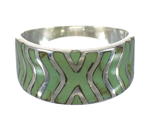 Turquoise Inlay Silver Southwestern Ring Size 5-3/4 AX93080
